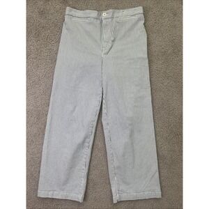 Madewell Woman Emmett Wide Leg Crop Pants Railroad Navy Stripe  & Off White 28